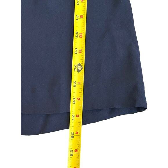 Tory Burch 100% Silk Size 12 Cut Out Blouse Navy Long Sleeve Embellished Classic - Picture 7 of 9